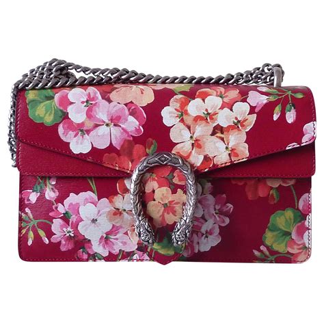 Gucci Red Shanghai Blooms Dionysus Handbag 2 Way Medium 